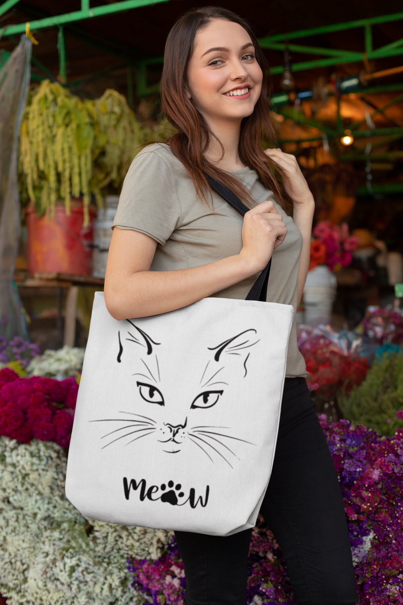 The Cat's Meow Tote Bag white-Tier1love.com