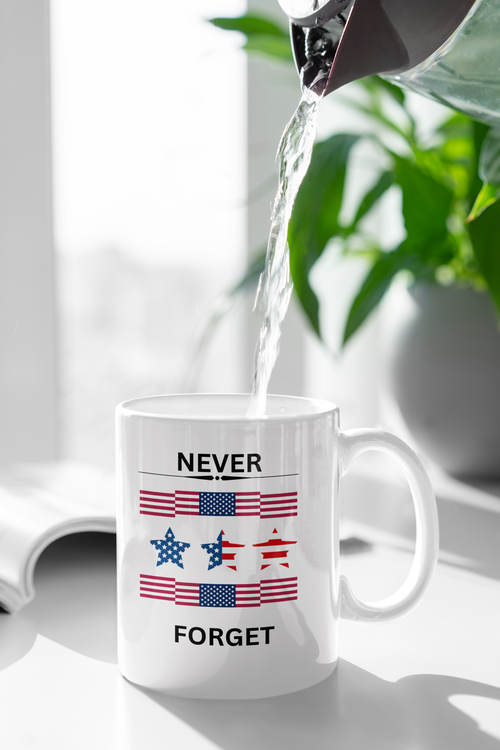 Never Forget Memorial Ceramic Mug white-Tier1love.com