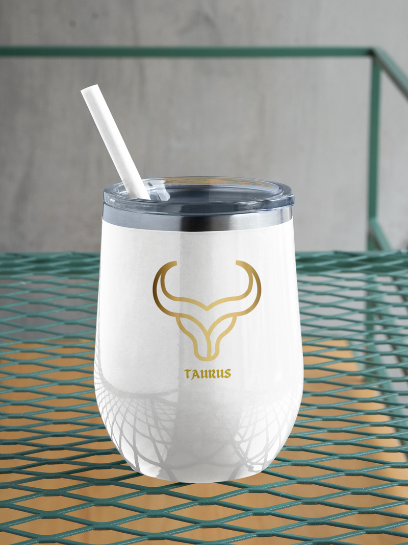 Taurus Power Chill Wine Tumbler white-Tier1love.com