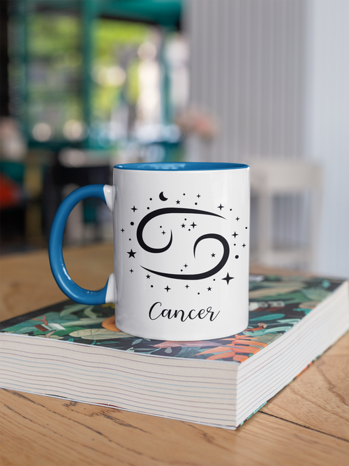 Cancer Zodiac Accent Coffee Mug lgt. blue-Tier1love.com