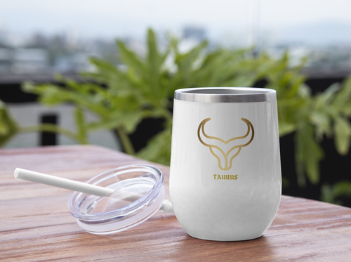 Taurus Power Chill Wine Tumbler white-Tier1love.com