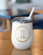 Chill Wine Tumbler white-Gemini Zodiac-Tier 1