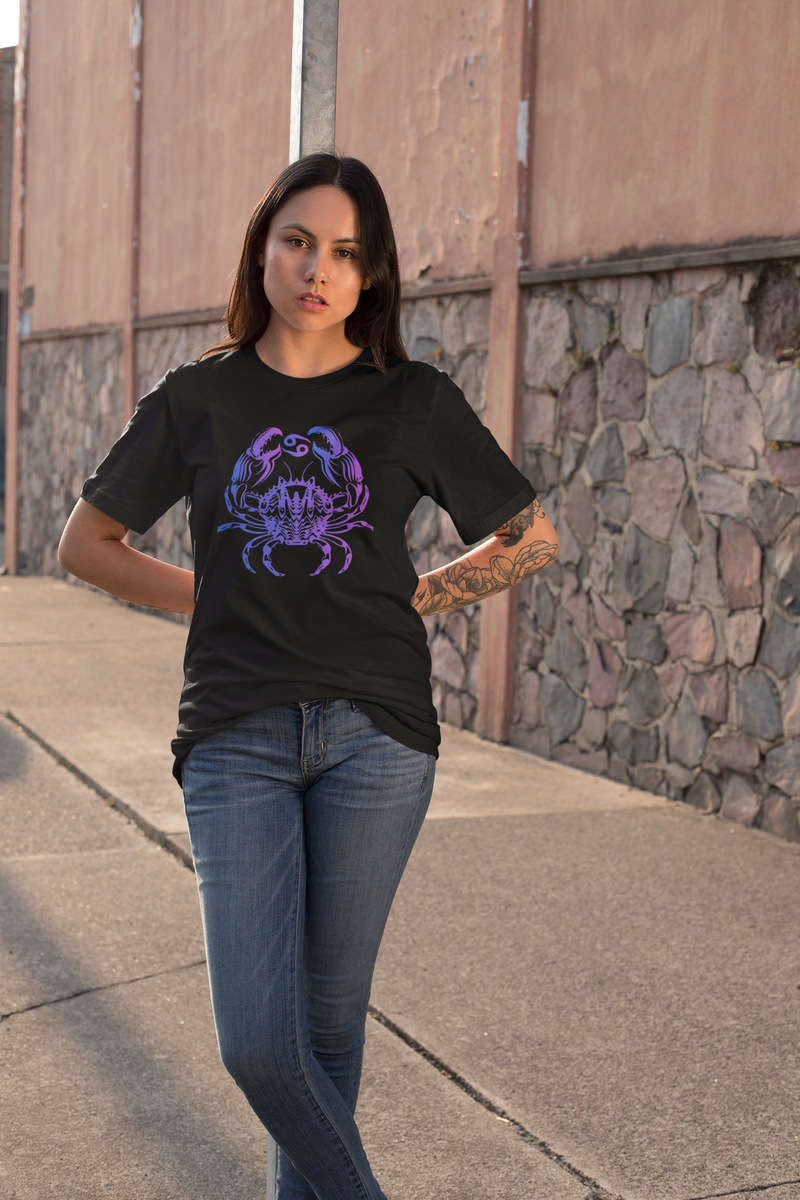 Cancer Zodiac Cotton T-shirt black-Tier1love.com