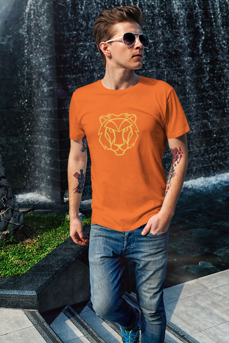 Leo Lion Graphic Cotton T-shirt orange-Tier1love.com