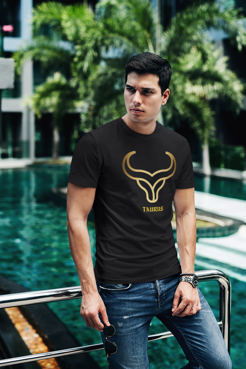 Taurus Zodiac Unisex Cotton T-shirt black-Tier1love.com