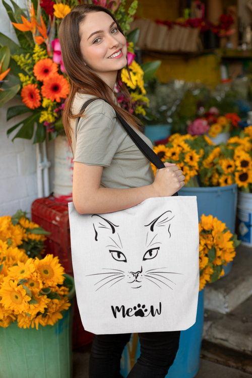 The Cat's Meow Tote Bag white-Tier1love.com