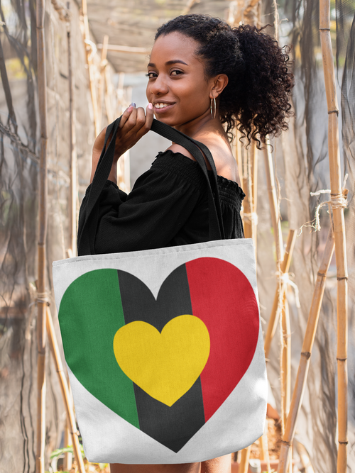 Large Tote Bag white-Juneteenth Heart-Tier1love.com