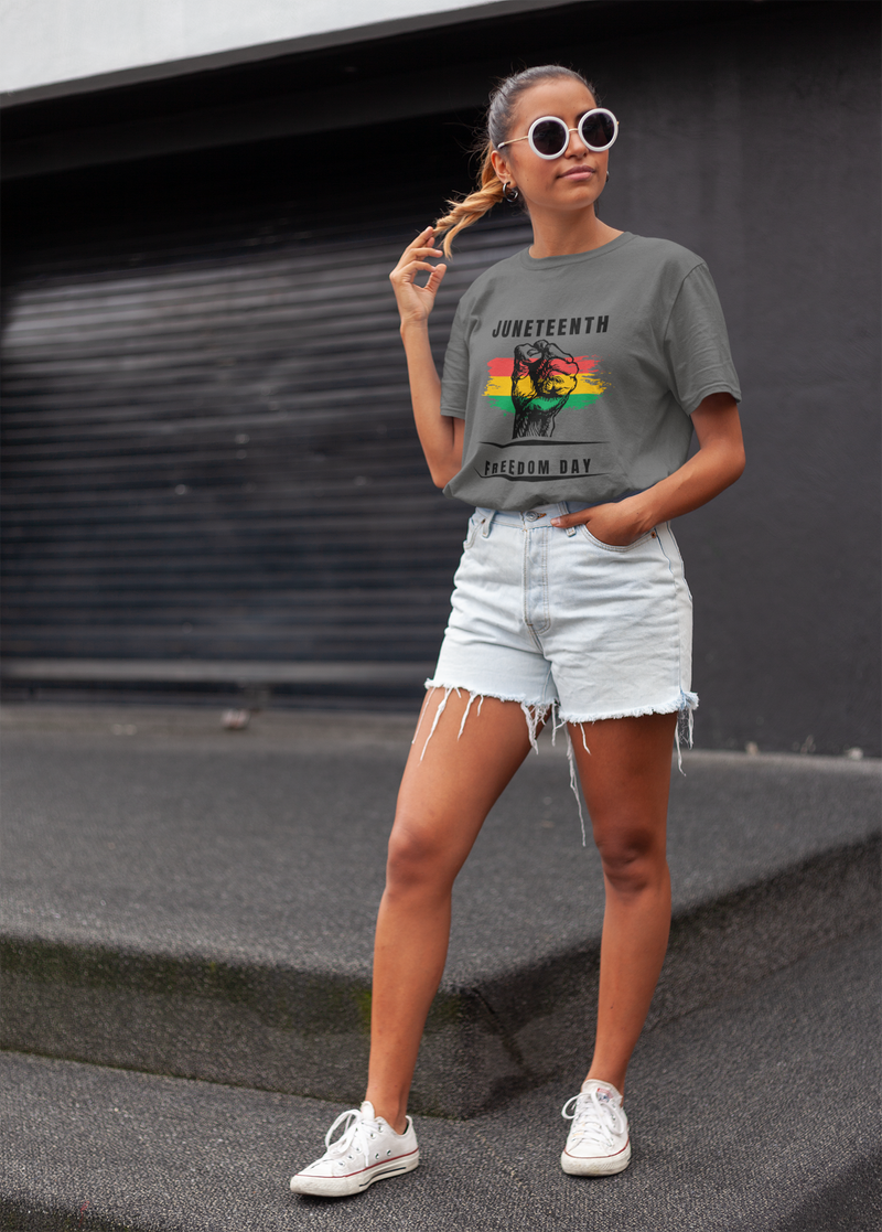 Juneteenth Unisex T-shirt gray- Tier1love.com