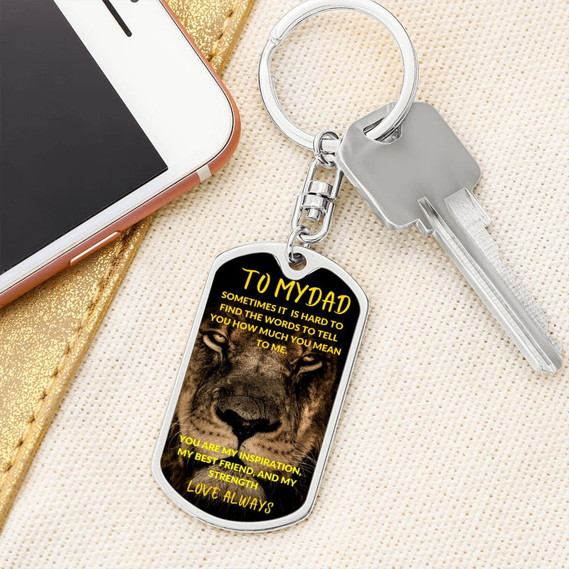 Lion Face Dog Tag Keychain-for Dad-Tier1love.com