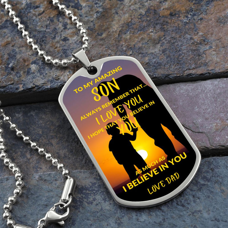 Amazing Son Dog Tag Chain Necklace-Tier1love.com