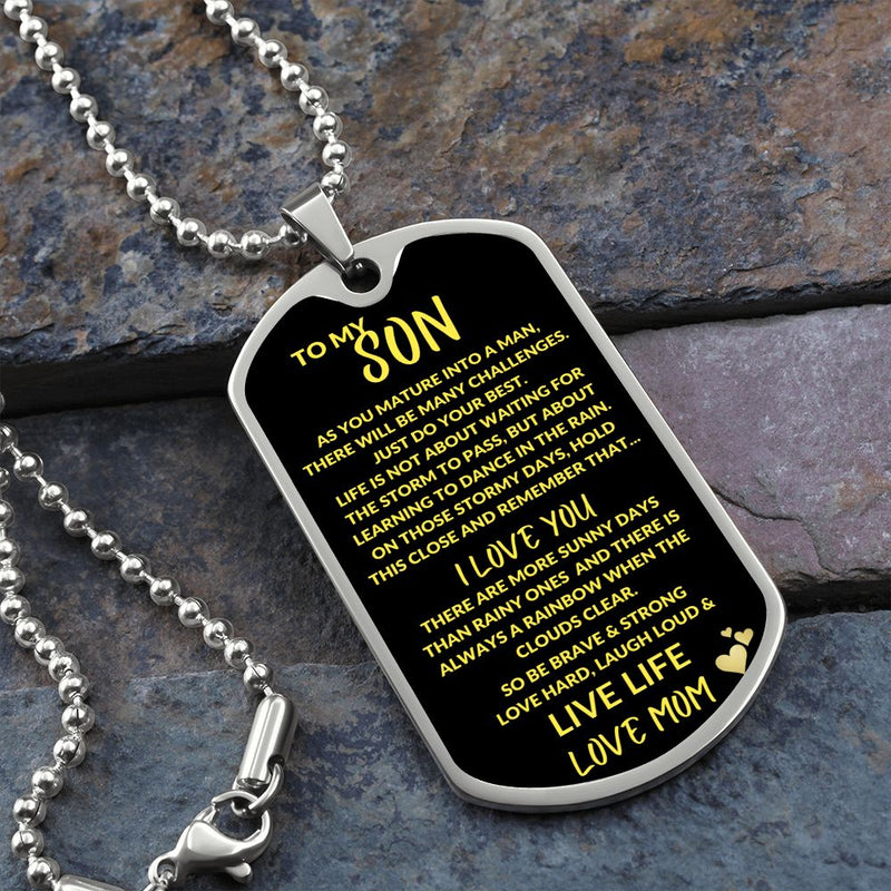 Encourage His Best with To My Son Dog Tag Necklace Chain! 🌟🔗