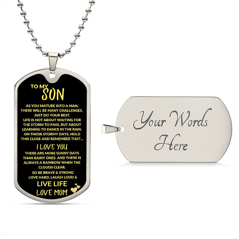 Encourage His Best with To My Son Dog Tag Necklace Chain! 🌟🔗