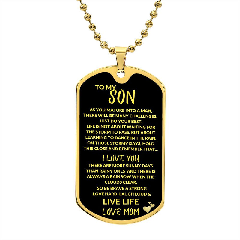 Encourage His Best with To My Son Dog Tag Necklace Chain! 🌟🔗